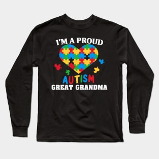 Proud Great Grandpa Puzzle piece Autism Awareness Gift for Birthday, Mother's Day, Thanksgiving, Christmas Long Sleeve T-Shirt